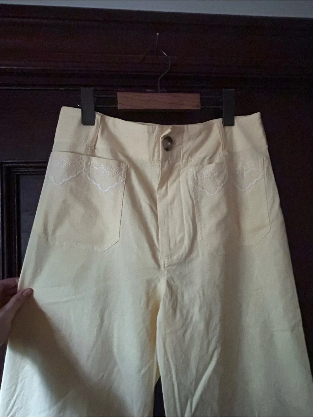 Maeve Colette Lace Trim Pale Yellow Size 28 Embroidered Hem & Pockets NWOT - Picture 6 of 10